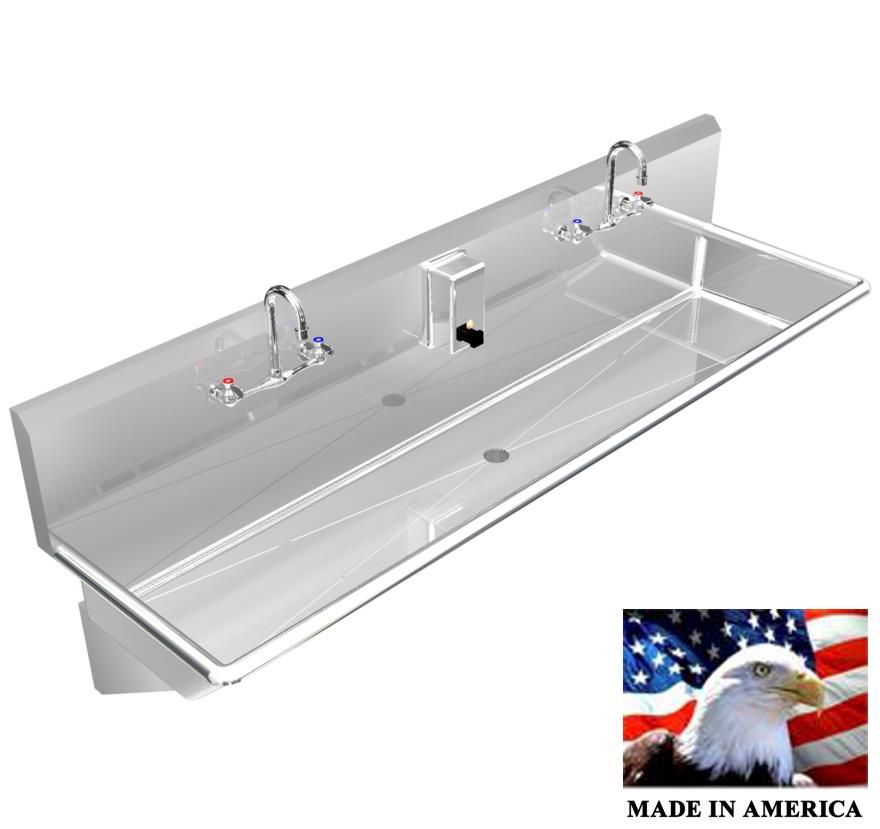 H.D. 14 GA Multi-Station Wash up Sink, 60" | 021M60208B