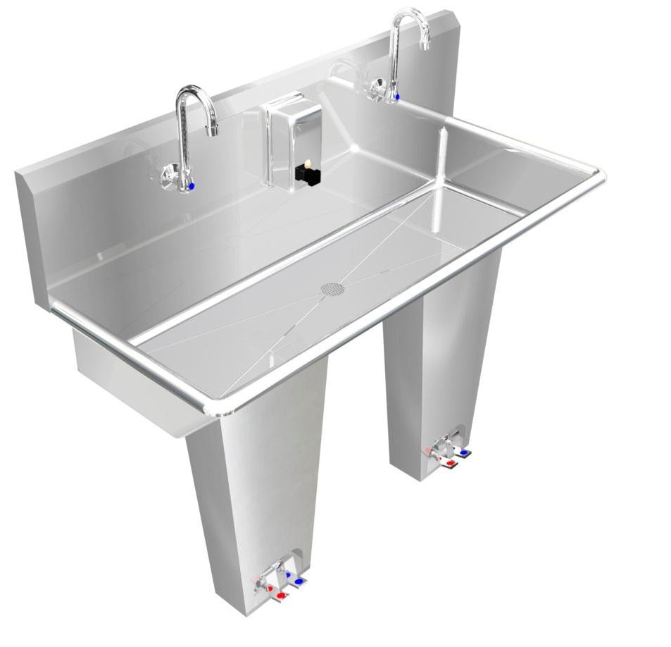 foot pedal sink H.D. 14GA Multi-Station Wash up Sink, 40" | 021P40208C