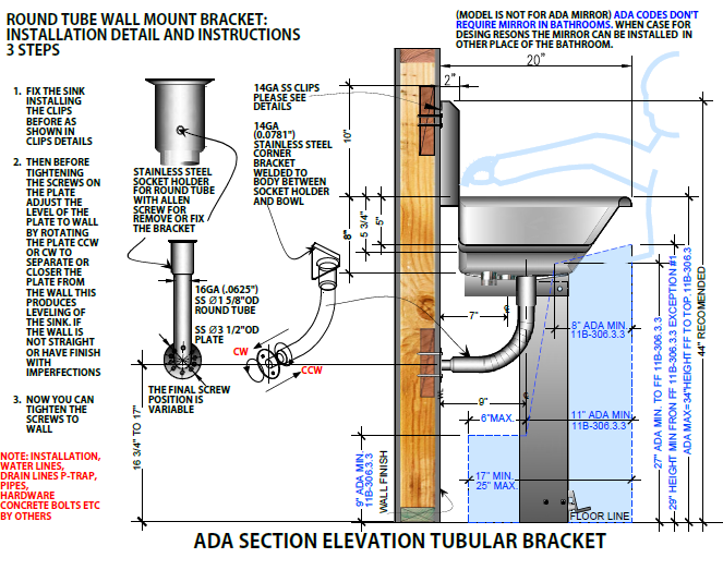 H.D. 14 GA ADA Multi-Station Wash up Sink, 80" | 030Q80208-L1ADA