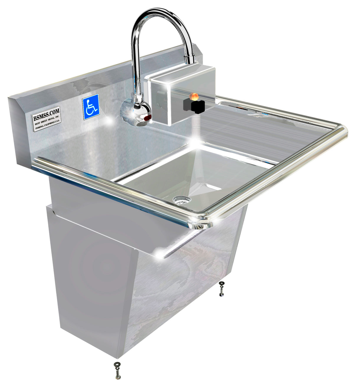 H.D. 14GA MultiStation Wash up Sink with Plumbing Skirt 24" ADA