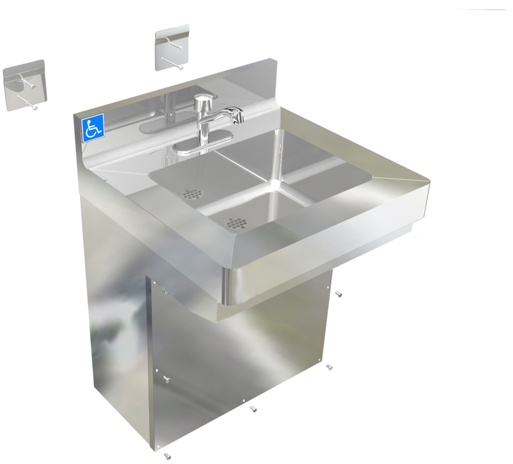 ADA 14GA Stainless Steel Hand Sink | Vandal Resistant | 20