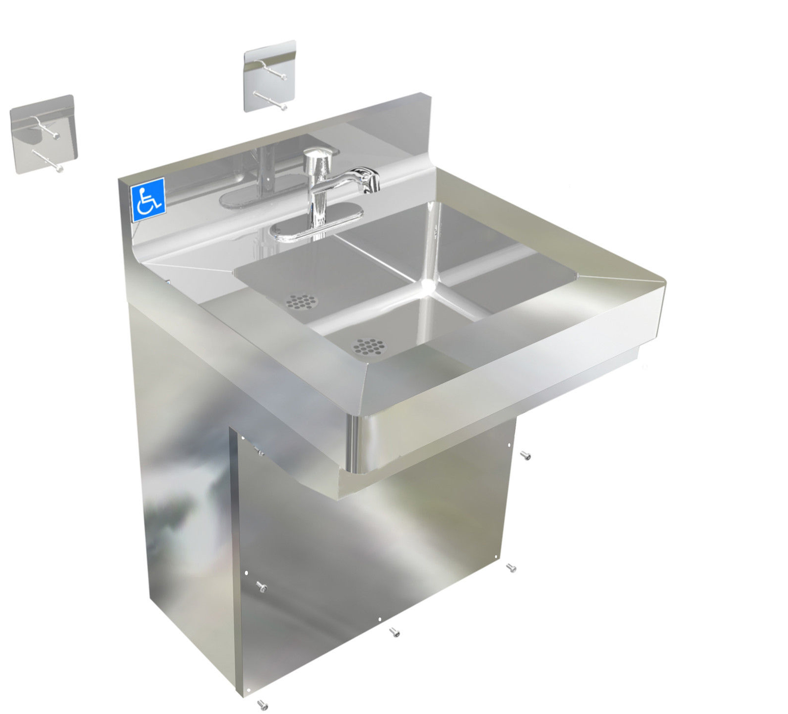 H.D. 14 GA ADA Compliant Single User Hand Sink, 24" ADA010M24195BB commercial stainless