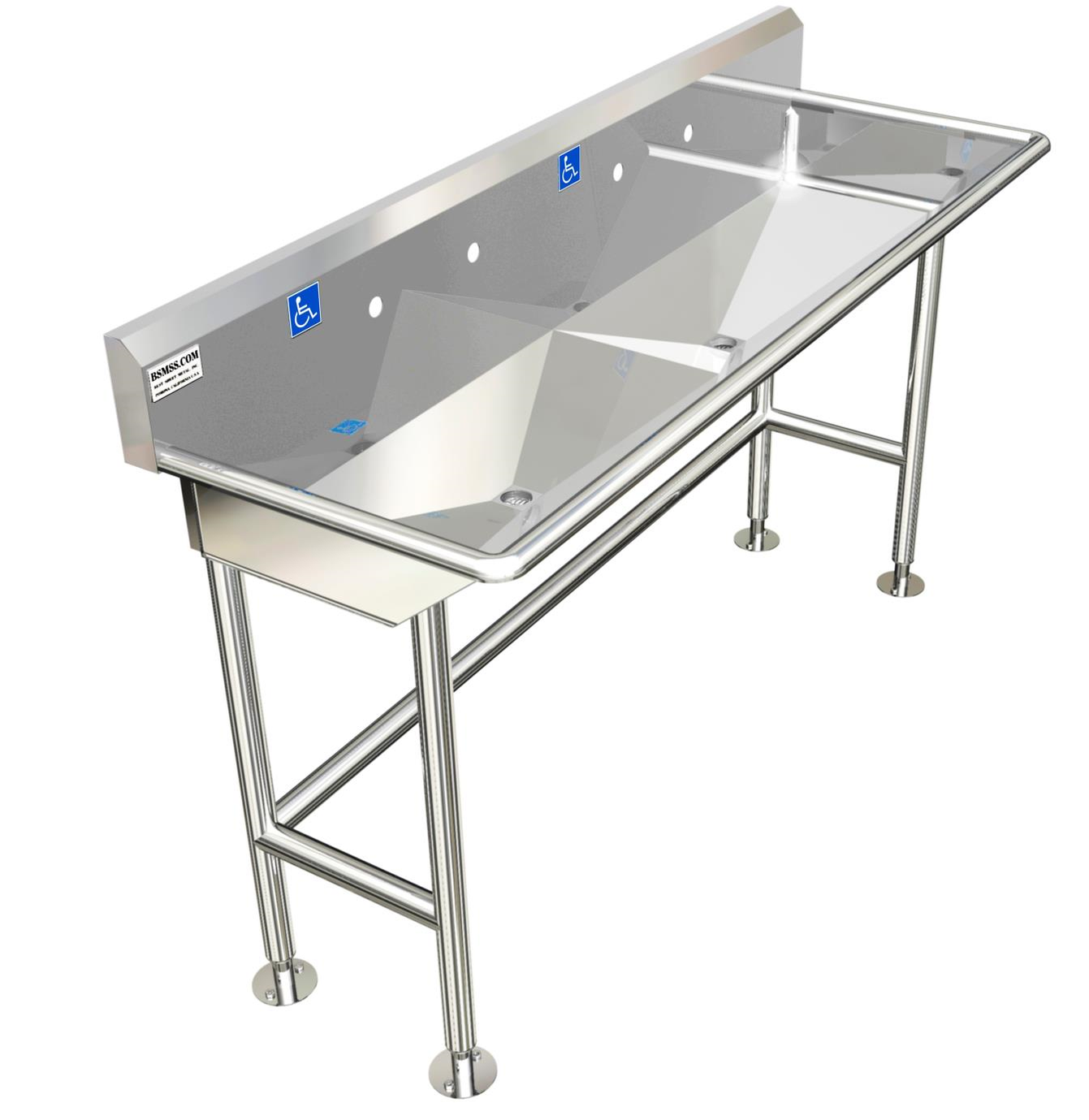 H.D. 14GA MultiStation Wash up Sink, 60" ADAD22M60206R commercial