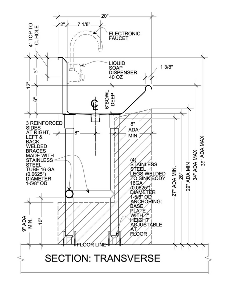 H.D. 14GA Multi-Station Wash up Sink, 80