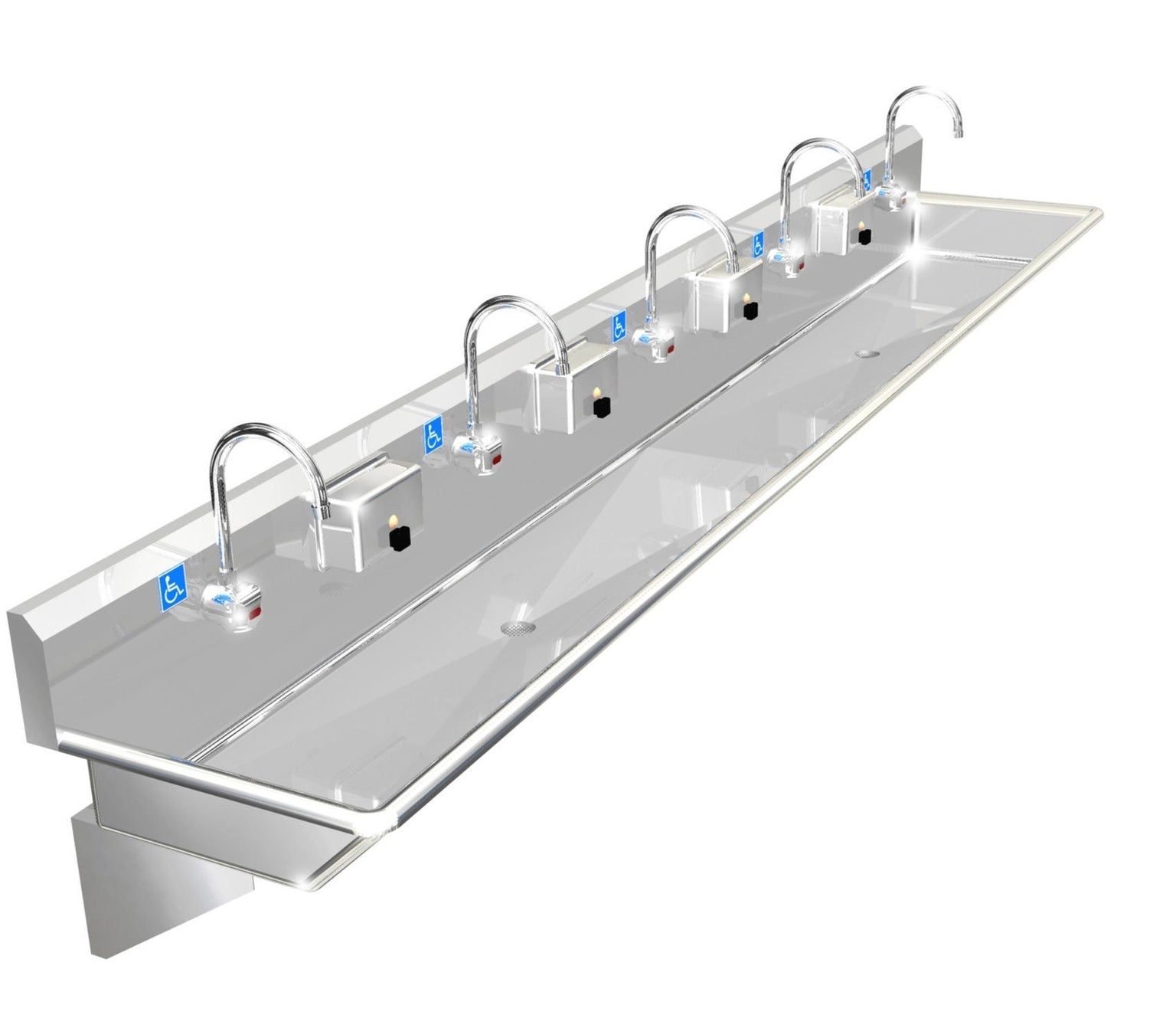 H.D. 14GA MultiStation Wash up Sink, 120" ADA140S1202066B