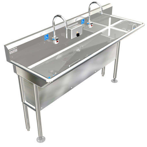 H.D. 14GA Multi-Station Wash up Sink 60" ADA Plumbing Skirt | ADA-S021E602065H