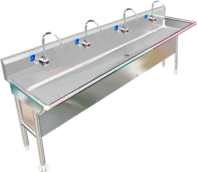 H.D. 14GA Multi-Station Wash up Sink 96" ADA Plumbing Skirt | ADA-S040E962065H
