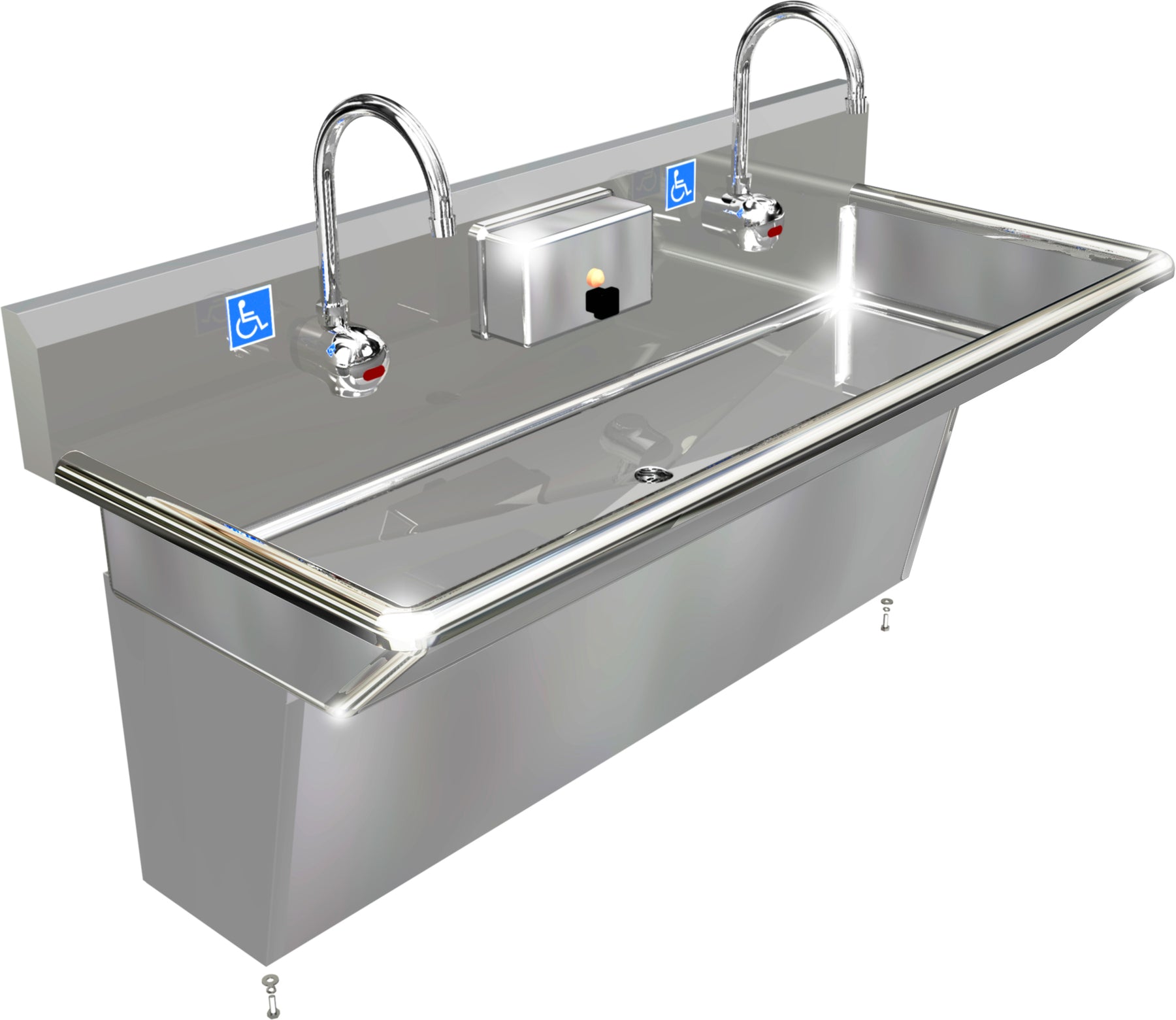H.D. 14GA Multi-Station Wash up Sink with Plumbing Skirt 48