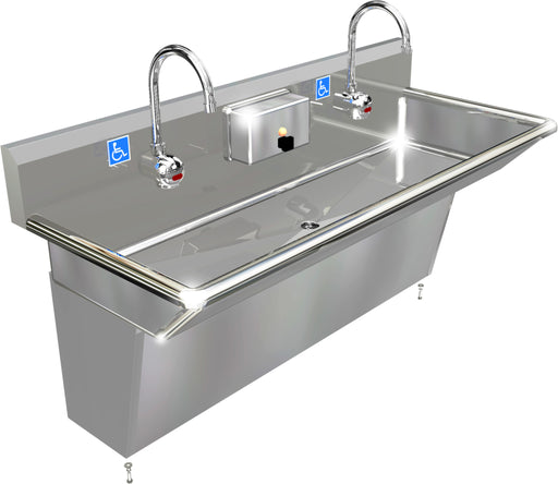 H.D. 14GA Multi-Station Wash up Sink with Plumbing Skirt 48" | ADA-S021E482066B