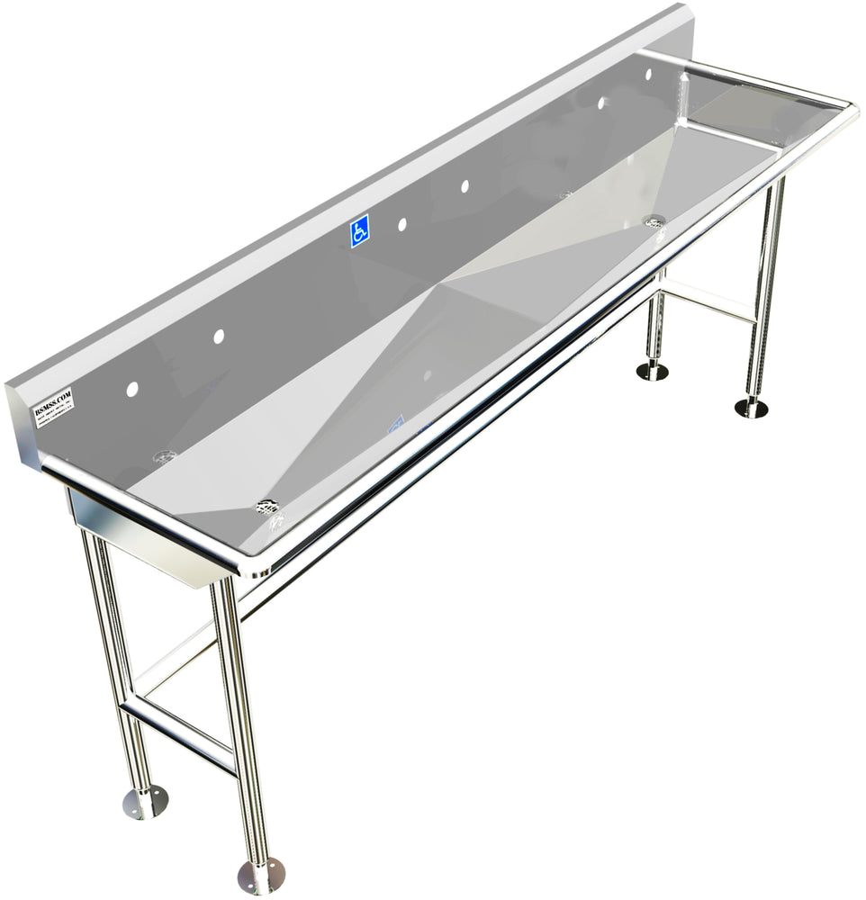 H.D. 14GA Multi-Station Wash up Sink, 80" Sloped Drain | ADA-330S802065HP