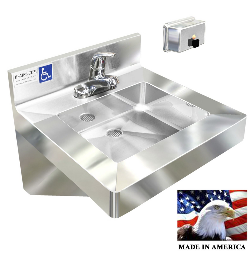 H.D. 14 GA ADA Compliant Single User Hand Sink, 24" ADA010M24195BB