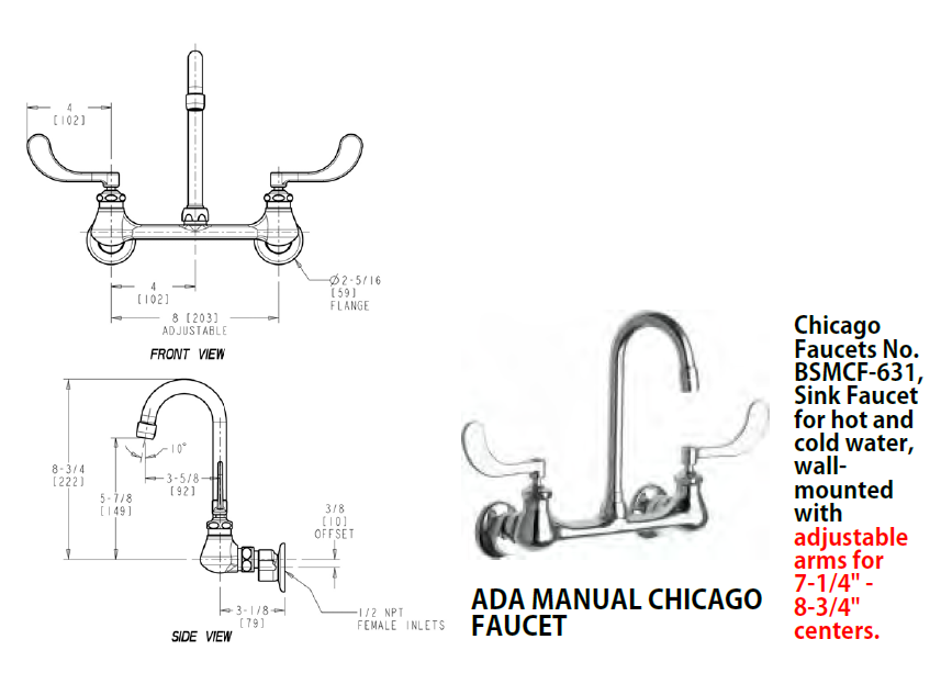 H.D. 14GA Multi-Station Wash up Sink with Chicago Manual Faucets, 72" | ADA-032M722065B