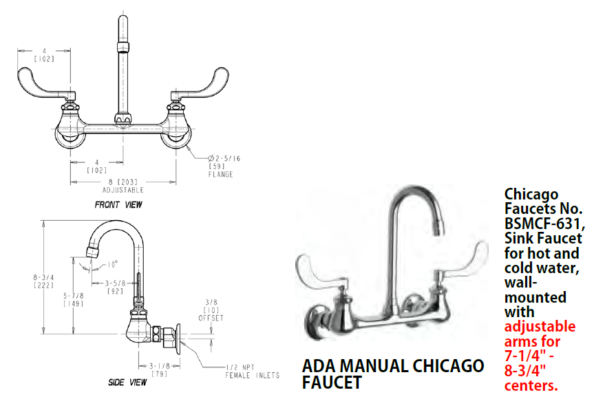 H.D. 14GA Multi-Station Wash up Sink with Chicago Manual Faucets, 48" | ADA-021M482065B