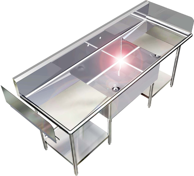 H.D. 14GA 1 Compartment Restaurant Commercial Sink, with Welded Splashes | S8430-1-362414-2DBLR