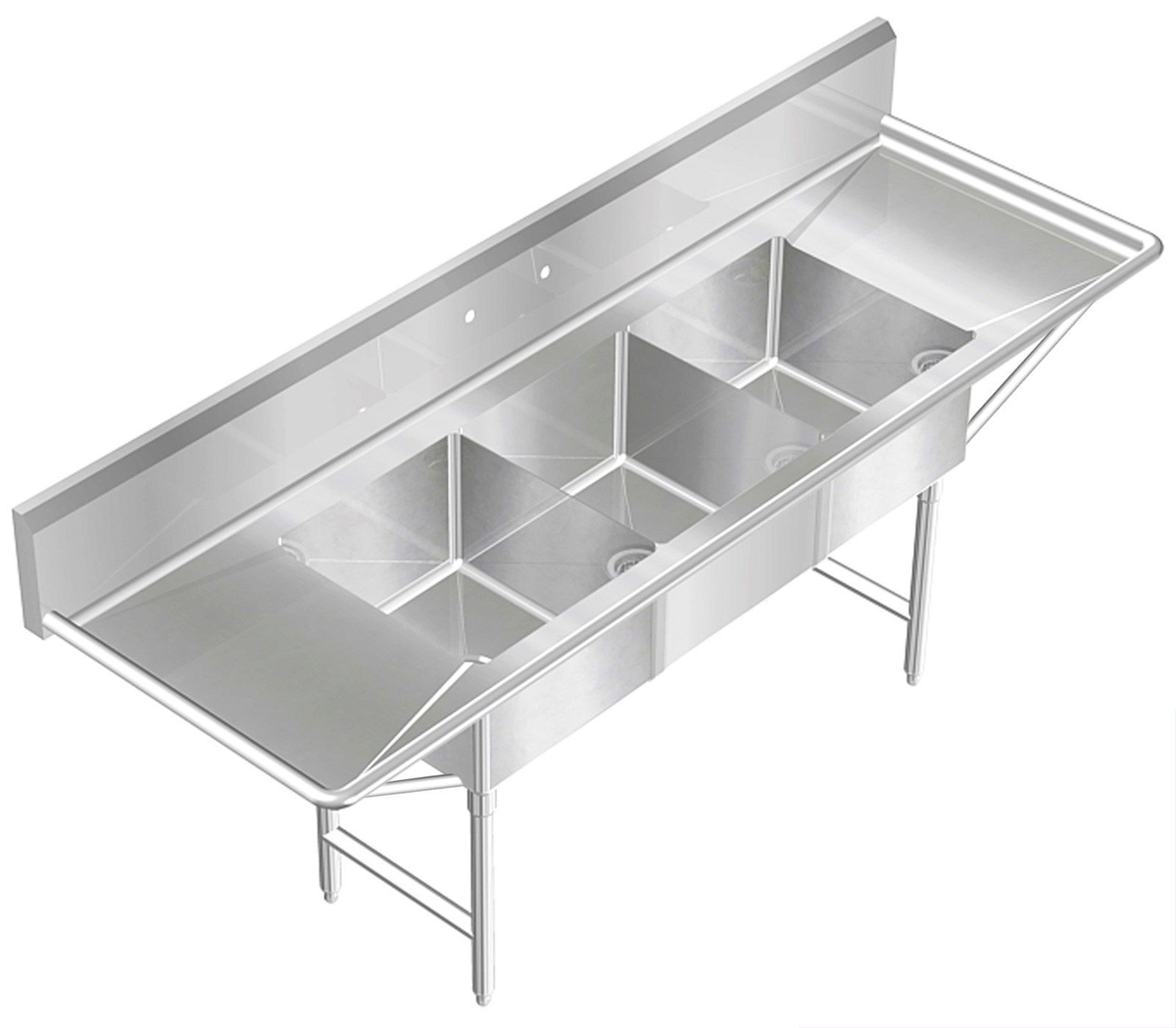 H.D. 14 GA 3 Compartment Restaurant Commercial Sink | S10630-182412-3B