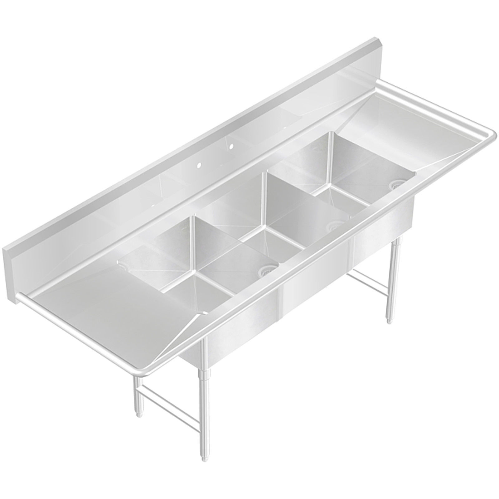 H.D. 14 GA 3 Compartment Restaurant Commercial Sink S90241818123B commercial stainless