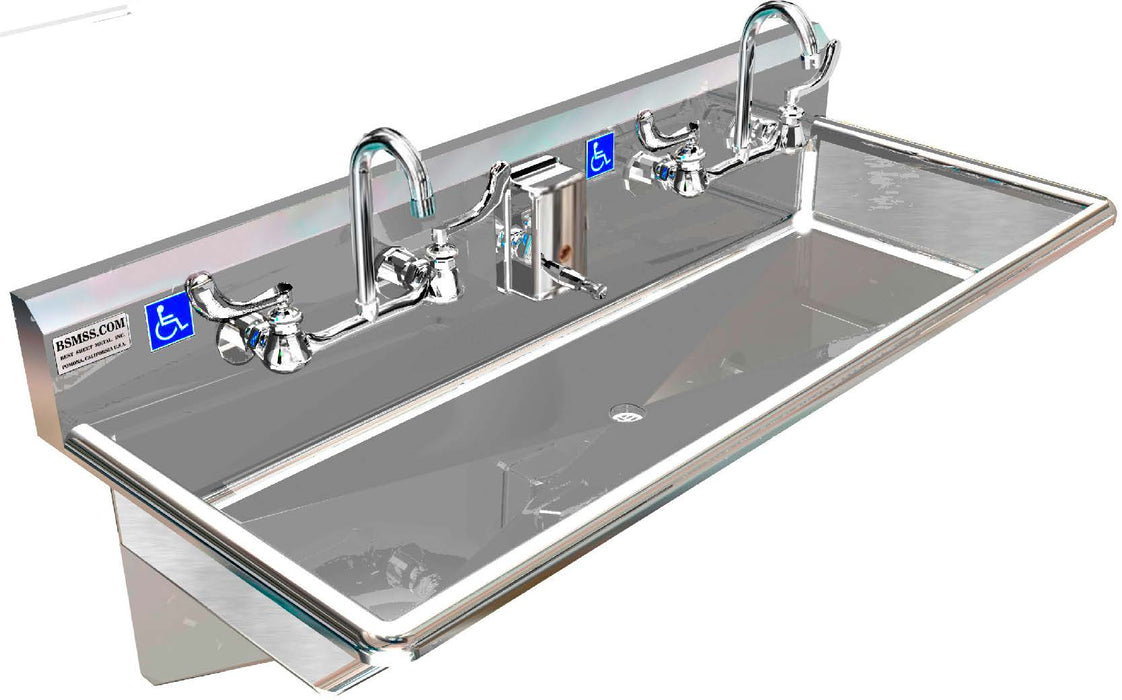 H.D. 14GA Multi-Station Wash up Sink with Chicago Manual Faucets, 48" | ADA-021M482065B