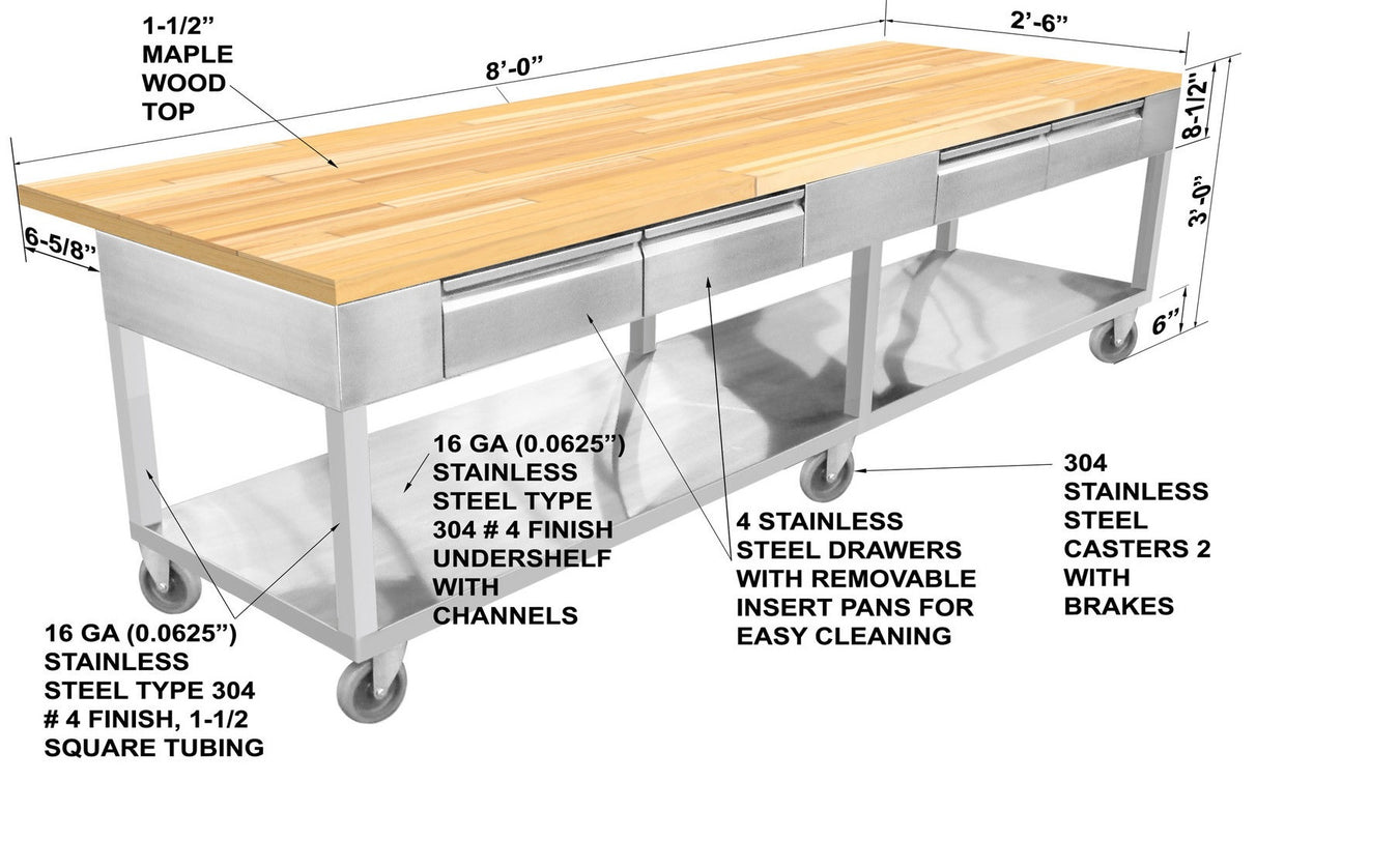 Prep Tables with Wood