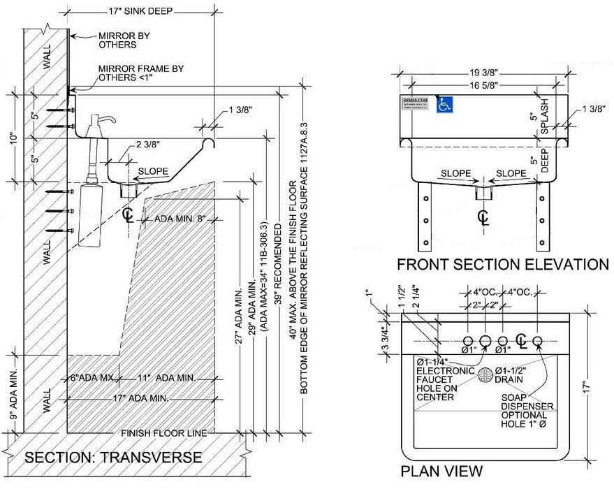 H.D. 14 GA Single Station Hand Sink | ADA-D011F19175B