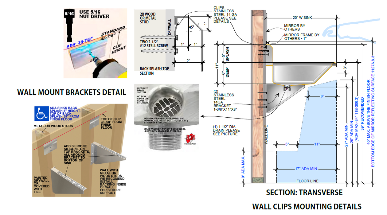 H.D. 14GA Multi-Station Wash up Sink with Chicago Manual Faucets, 72" | ADA-032M722065B