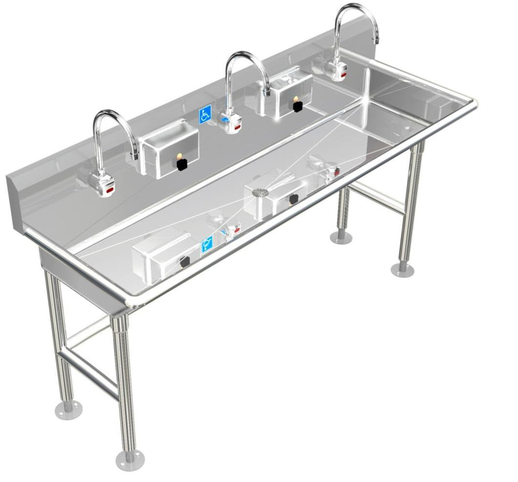 H.D. 14GA Multi-Station Wash up Sink, 72, ADA-032E722066H