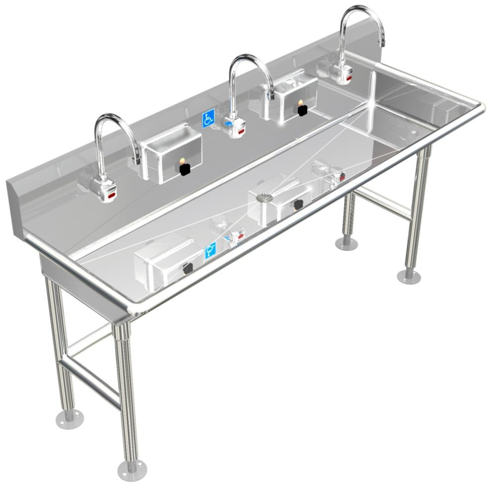 H.D. 14 GA ADA Compliant Multi-Station Wash up Sink, 84