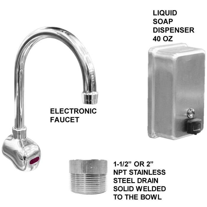 HAND WASH SINK SINGLE STATION 28" ELECTRONIC FAUCET FREE STANDING MADE IN USA - Best Sheet Metal, Inc. 