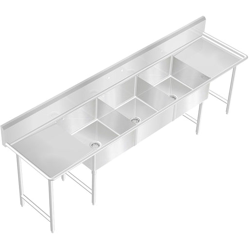 POT SINK 3 COMPARTMENT 120"X30" NSF HEAVY DUTY 14GA STAINLESS STEEL MADE IN USA - Best Sheet Metal, Inc. 