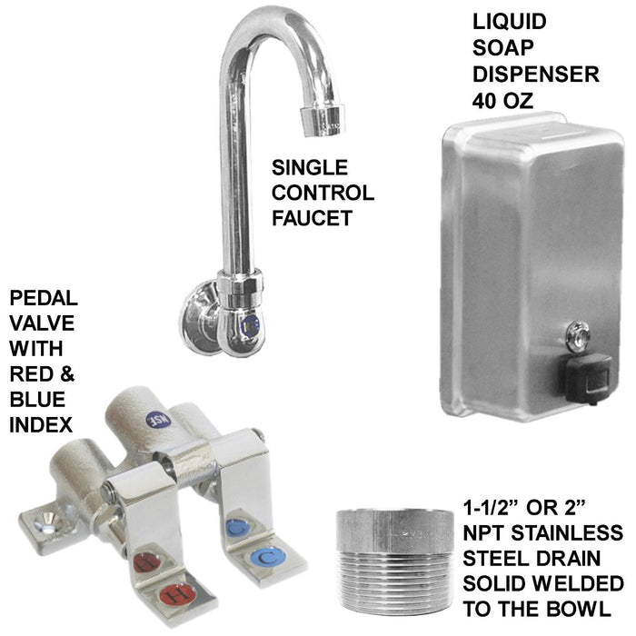 foot pedals for sink H.D. 14GA Multi-Station Wash Up Sink, 60" Double Foot Pedal Column | 043P84208C