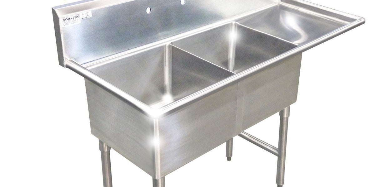 H.D. 14 GA 2 Compartment Restaurant Commercial Sink with Drain Board ...