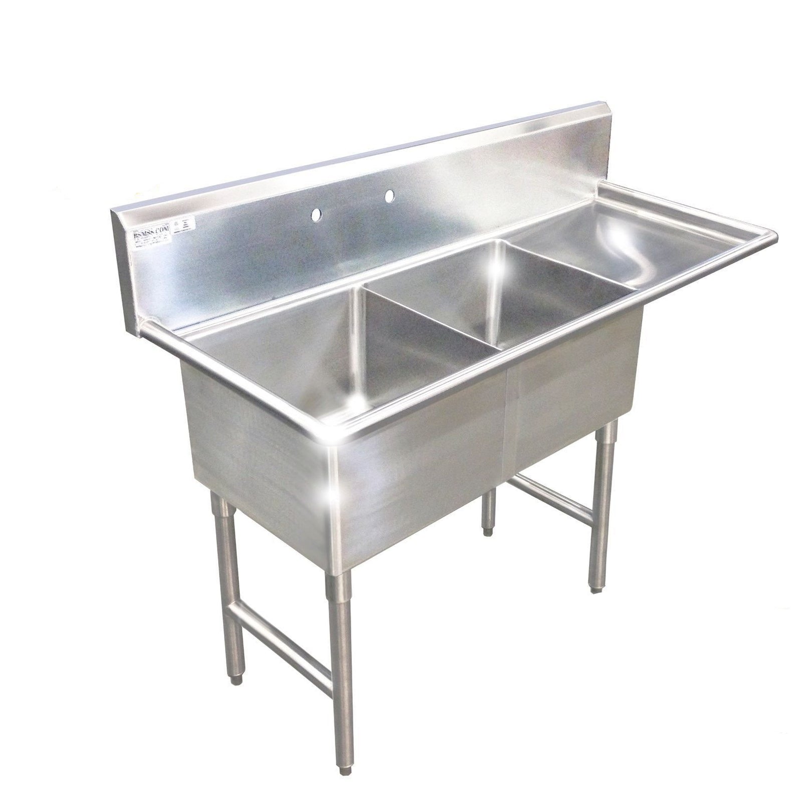 H.D. 14 GA 2 Compartment Restaurant Commercial Sink with Drain Board ...