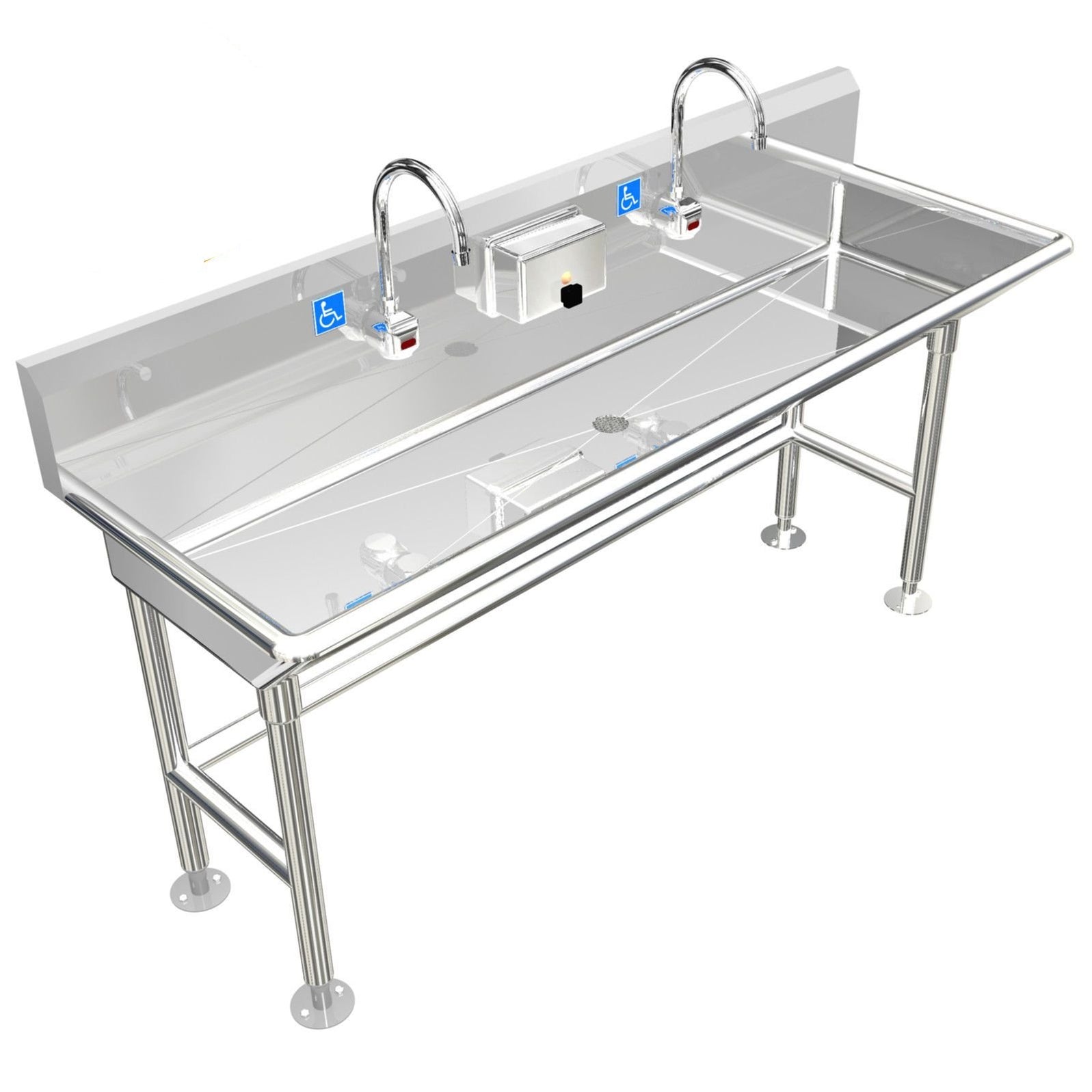 H.D. 14GA MultiStation Wash up Sink, 60" ADAD22M60206R commercial
