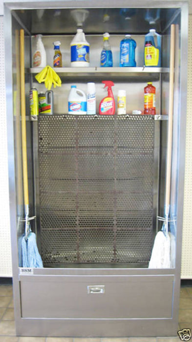 ENCLOSURE MOP (SERVICE) SINK 94"x38" STAINLESS S. CABINET & SHELVES MADE IN USA - Best Sheet Metal, Inc. 