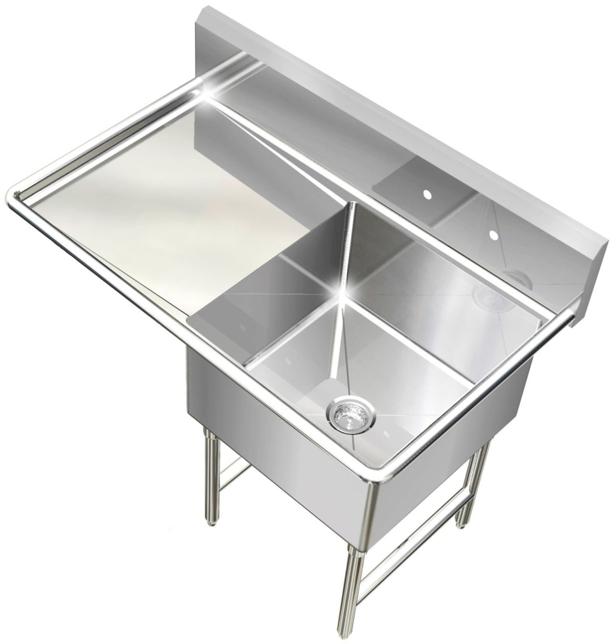 Economy Stainless 1 Well 24x24 Sink w 24 Drain Board R