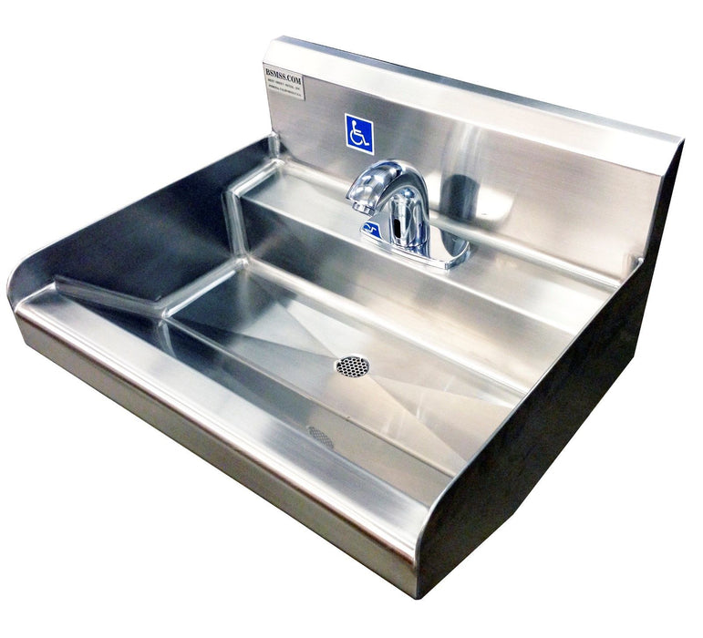 Stainless Steel ADA Compliant Elite Hand Sink, 24" Electronic Faucet | HS24210508EFBSN - Best Sheet Metal, Inc. 