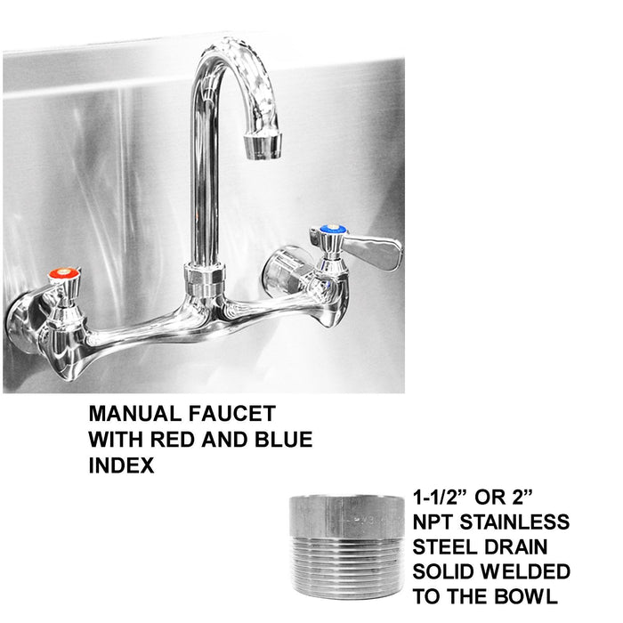 ISLAND WASH UP HAND SINK 4 USERS 48X40 MANUAL FAUCET HANDS FREE MADE IN AMERICA - Best Sheet Metal, Inc. 
