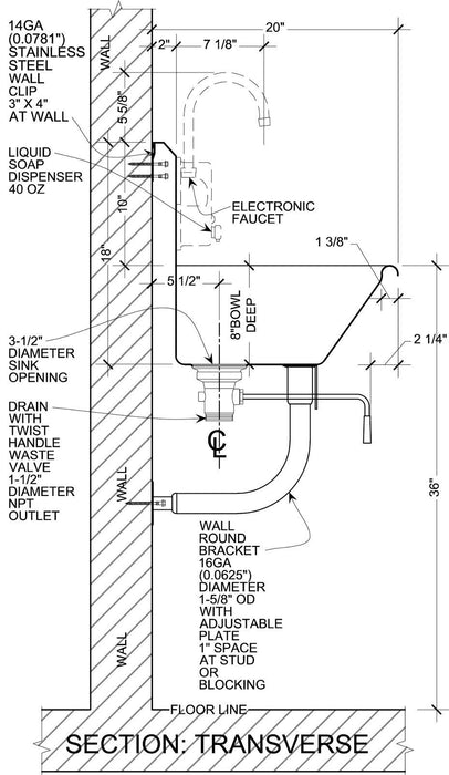 HANDS FREE SINK 2 USERS 48" ELEC F. 1-1/2" TWIST HANDLE WASTE VALVE MADE IN USA - Best Sheet Metal, Inc. 