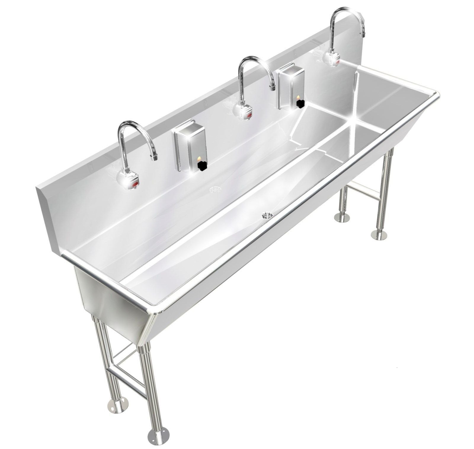HAND WASH SINK 3 STATION 72"L 12" BOWL DEEP ELECTRONIC FAUCET FREE STANDING - Best Sheet Metal, Inc. 