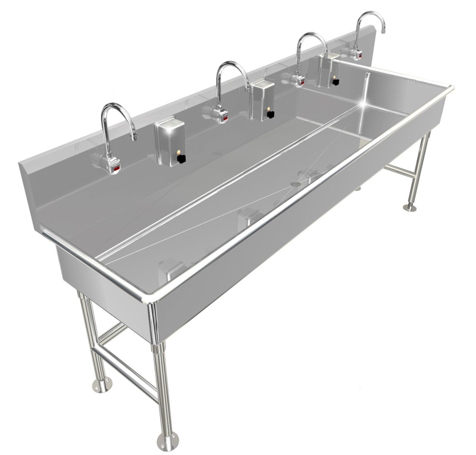 WASH UP SINK BIG TUB 4 STATION 96" ELECTRONIC FAUCET FREE STANDING MADE IN USA - Best Sheet Metal, Inc. 