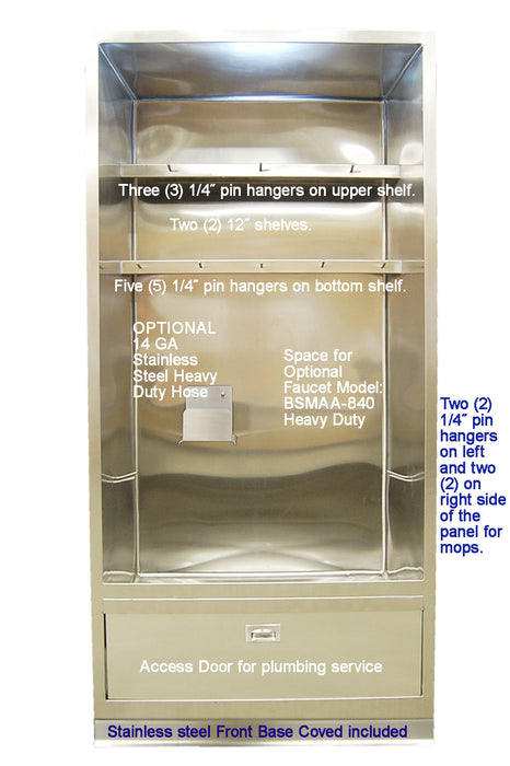 MOP SINK 94"x46" STAINLESS STEEL WASH UP ENCLOSURE CABINET W/SHELVES MADE IN USA - Best Sheet Metal, Inc. 
