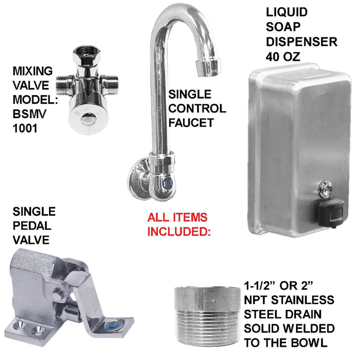 HANDS FREE SINK 4 STATION 80" SINGLE PEDAL VALVE ACTION WITH COLUMNS MADE IN USA - Best Sheet Metal, Inc. 